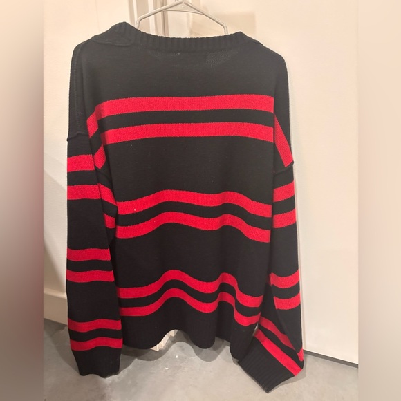 Men’s Ralph Lauren Red and Black Striped Wool Sweater Size XL New Without Tag - Picture 8 of 10